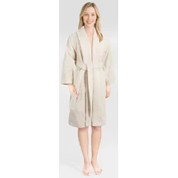 HAMMETEX Damenbademantel Ren, 100% Baumwolle – Beige, Gr. XS, Länge 100 cm