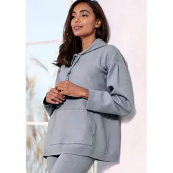 Hoodie, aus hochwertigen Strick, Gr. 48/50, rauchblau meliert, , 91153433-48