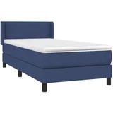 vidaXL Boxspringbett mit Matratze Blau 90x200 cm Stoff