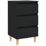 vidaXL Nachtschrank mit Massivholz-Beinen 40 x 35 x 69 cm Schwarz