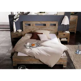 Massivmoebel24 Doppelbett 180 x 200 cm H2 Grau