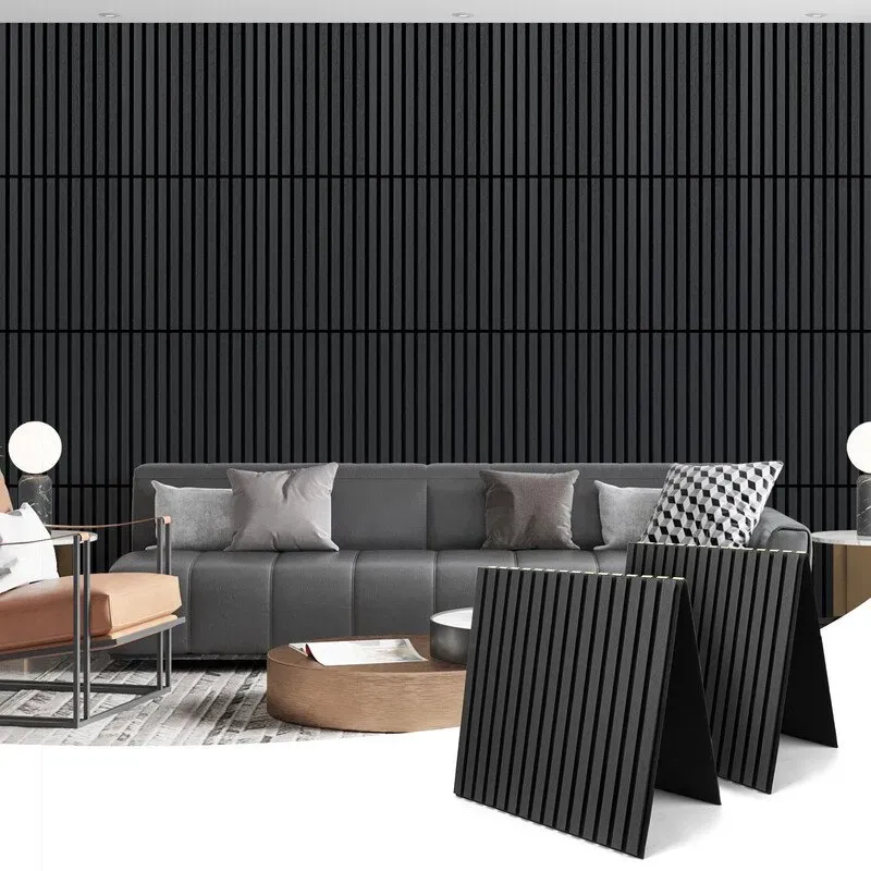Faltbares Holz-Akustikpaneel-Set | 2er-Pack 120x60cm Schallabsorbierende Paneele zur Wandmontage | Geräuschreduzierung für Homeoffice, Studio, Podcast- und Gaming-Raum (Schwarz)