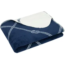 ZOLLNER Knotendesign Kuscheldecke 150 x 200 cm Blau
