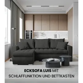 bromarkt Ecksofa LUIS Schlaffunktion Bettkasten L-Form 238x148x88cm Gelb, - Gelb