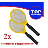 TRANGO Moskitonetz (2er Set FL2004-2 elektrische Fliegenklatsche - Mückenfänger - Obstfliegenfänger - Fliegenfänger – Spinnenfänger – Mückenjäger, 2 St., Spinnenfänger – Mückenjäger), Insektenjäger - Fliegenschläger - Betrieb mit 2X AA 1.5 Volt Batterie