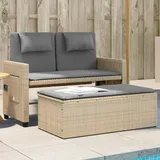 Teenpull – Gartenbank Verstellbar Mit Kissen Beige Poly Rattan