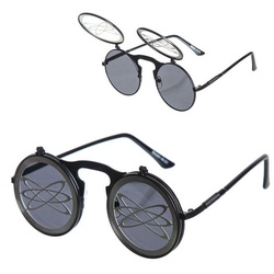Metamorph Kostüm Atom Flip-up Sonnenbrille, Die Klappbrille für Physiker, Nerds und Spalter schwarz