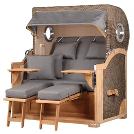 bene living bene,iving Strandkorb Komplettset Königssee Teak Bullauge PE Grau Modell 551