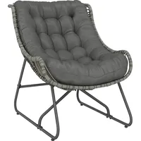 Rattansessel Mit Kissengurten, Gepolsterter Outdoor-sessel Aus Polyrattan, Korbsessel Bis 120 Kg