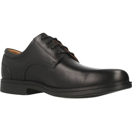 CLARKS Un Aldric Lace Derbys, Schwarzes Leder, 43 EU Weit