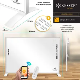 Kesser KESSER® Infrarotheizung Energiesparend Infrarot Standgerät & Wandmontage Elektroheizung mit Fernbedienung Thermostat & App-Steuerung Elektrisch Heizpaneel Heizung Konvektor Standfüße