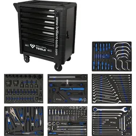Brilliant-Tools Werkzeugwagen BT153225, 225-teilig, schwarz, 7 Schubladen mit Werkzeug
