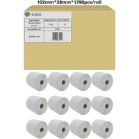 G&G Etiketten Rolle 102 x 38mm Papier Weiß 12 Rollen Permanent haftend RL-P-S2011-102*38*1790-BK/WT