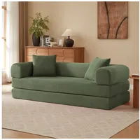 STILVORA Schlafsofa 2 Siter Sofa Tagesbett Tatami-Bodensofa aus Cordstoff, Veloursstoff, Kaltschaumfüllung, modular, rutschfeste Füße, Für Wohnzimmer, Schlafzimmer, Studio und kleine Wohnungen grün