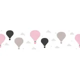 A.S. Création Bricoflor Heißluftballon Tapete Bordüre für Kinderzimmer Ballon Bordüre Selbstklebend in Rosa und Grau Babyzimmer Tapete Ideal für Mädchenzimmer