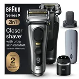 Braun Series 9 PRO+ Elektrorasierer, 5 Pro Rasierelemente und Rasurvorbereitender ProComfort Kopf für ultimative Nähe und Hautkomfort, PowerCase für mobiles Aufladen, Nass- & Trocken-Elektrorasierer