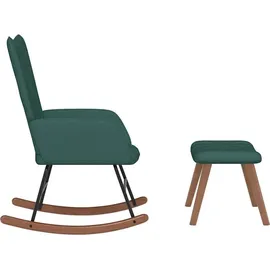 vidaXL Schaukelstuhl Modell 1 Samt 75 x 100 x 80 cm Dunkelgrün mit Hocker