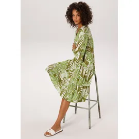 Aniston CASUAL Tunikakleid mit großflächigen, tropischen Blättern bedruckt Grün/Khaki 36