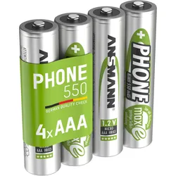 Telefon Akku AAA, 4 Stück, 500mAh 1,2V, DECT / Telefon EINHEITSGRÖSSE