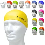 AQASKIN - 1 Stück - Professionelle bi-elastische Silikon-Badekappen - Schwimmbad, Wassergymnastik, Wassersport - Erwachsene und Kinder. (Gelb)