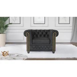 s-style möbel Chesterfield-Sessel Anton Mikrofaser 72 x 70 x 80 cm Grau