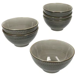 Mäser Prospero 6x Müslischale braun Ø15cm 410ml Porzellan Dessertschüssel Relief
