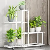 Lidzopas BlumenstäNder Mit Rollen, PflanzenstäNder für Drinnen Und DraußEn, MehrstöCkiges Blumenregal für Zimmerecke, Wohnzimmer, Balkon, Terrasse, Hof