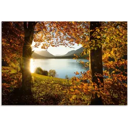 Wandbild ARTLAND "Herbst am Sylvensteinsee", orange (farbe bild(er): orange), B:60cm H:40cm, Bilder, als Alubild, Outdoorbild, Leinwandbild, Poster in verschied. Größen