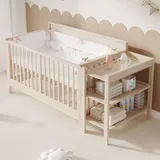stilvora Babybett 3-in-1 mit 3-fach höhenverstellbar aus Massivkiefernholz, Beistellbett umschaltbar zum Sofa-Modus, Kinderbett mit Schutzzaun und...