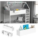 VitaliSpa Hochbett mit Hängeregal 90 x 200 cm MDF weiß