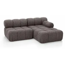 kaiser möbel Ecksofa L-Form Mini II modular, Bouclé-Stoff Abriamo, Braun, Rechts, Selia - Braun