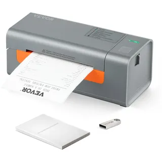 Vevor Etikettendrucker 40-108mm Thermodrucker 203DPI Labeldrucker 150mm/s Versandetiketten Drucker Thermo-Direkt Edikettendruckgerät USB Automatische Etikettenerkennung Windows Mac Os Linux Chromebook