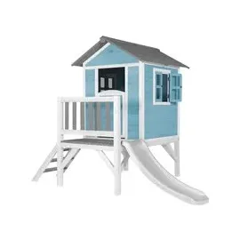 Axi Spielhaus Lodge XL Caribbean Blue mit Rutsche weiß C050.002.91