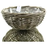 Van der Leeden Korbampel Rattan Grau mit Metallaufhänger Ø 38 cm