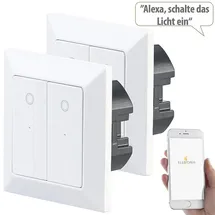 Luminea Home Control Doppel-Lichttaster mit WLAN, App, für Siri, Alexa & Google Assistant