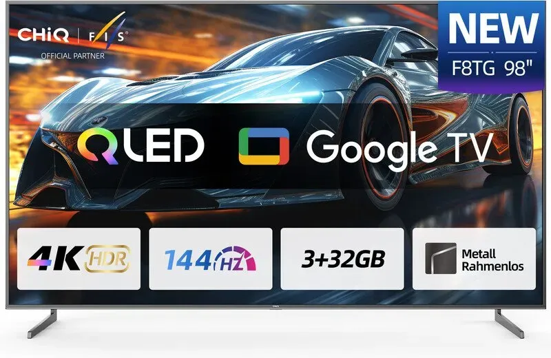 CHiQ U98F8TG – 98 Zoll – 4K QLED – 144 Hz – Google Smart-TV – Gaming-TV