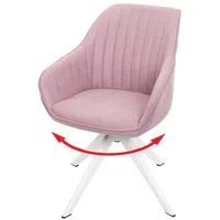 Mendler Esszimmerstuhl HWC-K27, Küchenstuhl Stuhl mit Armlehne, drehbar Stoff/Textil rosa