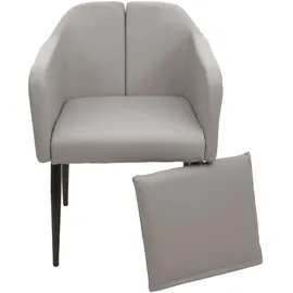 Mendler Einzelst�ck | 2er-Set Esszimmerstuhl HWC-H93, Küchenstuhl Lehnstuhl Stuhl ~ Kunstleder taupe-grau