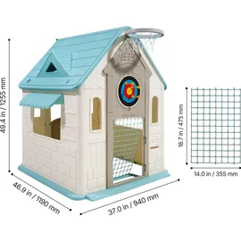 Vevor Spielhaus Outdoor 5 in 1 Gartenhaus mit Rutsche Natur
