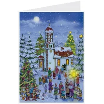 Richard Sellmer Verlag Postkarten-Adventskalender "Heilig Abend an der Kirche"