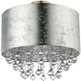 ETC Shop Kristallleuchte 1x E27 Blattsilber Metall 30x31 cm