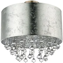 ETC Shop Kristallleuchte 1x E27 Blattsilber Metall 30x31 cm