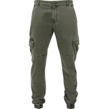 URBAN CLASSICS Washed Cargo Twill Hosen Olive 34