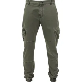 URBAN CLASSICS Washed Cargo Twill Hosen Olive 34