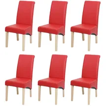 MCW Esszimmerstuhl M37 6er Set Kunstleder Matt Rot Helle Füße