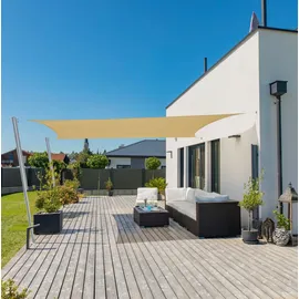 WINDHAGER Sonnensegel Capri Rechteck 3 x 4 m, Sonnenschutz für Garten & Terrasse, UV-und witterungsbeständig, Champagner,