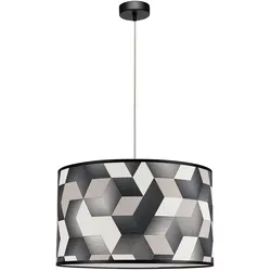BRITOP LIGHTING Pendelleuchte "ESPACIO", bunt (schwarz, weiß, beige), Ø 50cm H: 120cm, Lampen, Hängeleuchte, Lampenschirm aus laminierter Tapete, Kürzbar