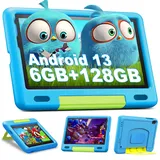 Tablet Kinder Android 13, 6 GB RAM + 128 GB ROM / TF 1 TB, Octa-Core, HD IPS-Display, Tablet 8 Zoll mit Kinder-App, Kindersicherung, Dual-Kamera, WiFi, EVA-Hüllen, Kinder Tablet ab 3 - 12 Jahre, Blau