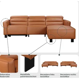 Home Affaire Ecksofa HOME AFFAIRE "Carpari, L-Form, 263 cm, manuelle o. elektrische Relaxfunktion", grau (hellgrau), B:263cm H:97cm T:179cm, Sofas, Ecksofa, USB A/C und Kopfteilverstellung, Topseller