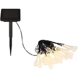 GLOBO Solar-Lichterkette Kunststoff Schwarz, 20Xled Solar-Lichterkette Kunststoff Schwarz Matt, 20X Led Solar Lichterkette mit 20 Tropfen klar von Globo